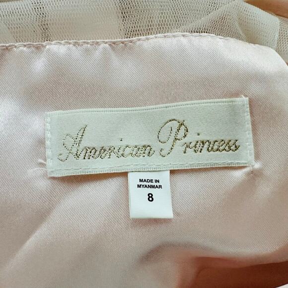 American Princess Pink Tulle Girls Dress Size 8 Wedding Flower Girl Pageant - Picture 7 of 8